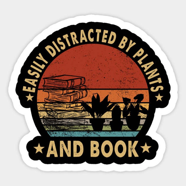 Easily Distracted By Plants And Book Sticker by torifd1rosie